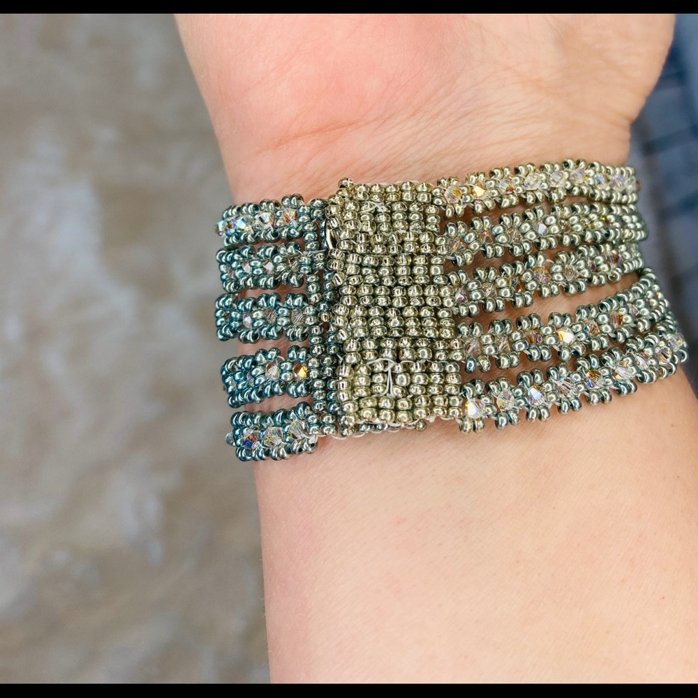 HANDMADE Five Strand Swarovski Crystal Bracelet - Picture 2 of 4